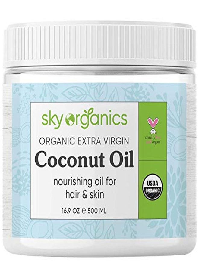 Sky Organics A Virgin Coconut Oil By Sky Organics (16.9 Oz) Usda Organic Coconut Oil Cold-Pressed Kosher Cruelty-Free Unrefined Coconut Skin Moisturizer Hair Mask  - Image 1