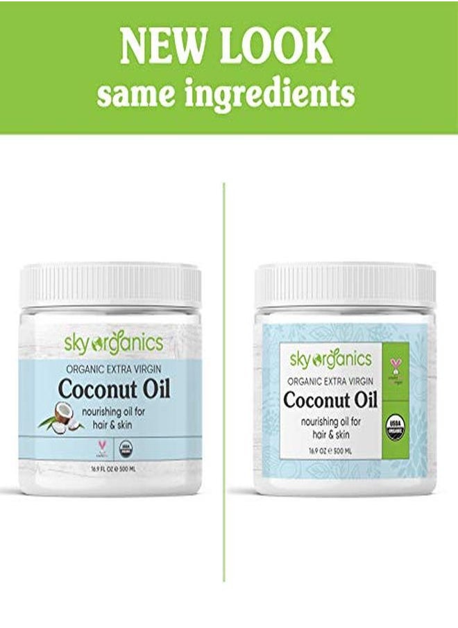 Sky Organics A Virgin Coconut Oil By Sky Organics (16.9 Oz) Usda Organic Coconut Oil Cold-Pressed Kosher Cruelty-Free Unrefined Coconut Skin Moisturizer Hair Mask  - Image 2
