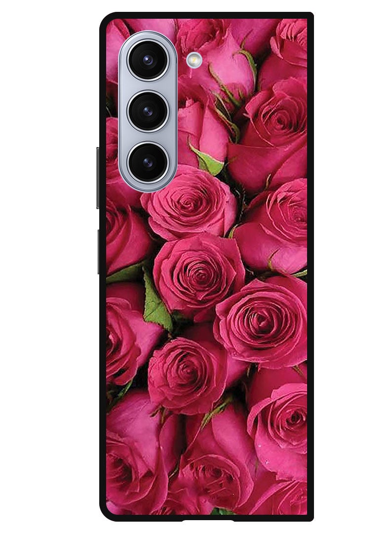 Theodor Protective Case Anti Scratch Shock Proof Bumper Cover For Samsung Galaxy Z Fold 5 Pink Roses - Image 1