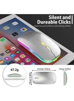Blackbird Game Center Gray RGB Rechargeable Wireless 1600DPI Illuminated Wireless Mouse Bwm6  - Image 3