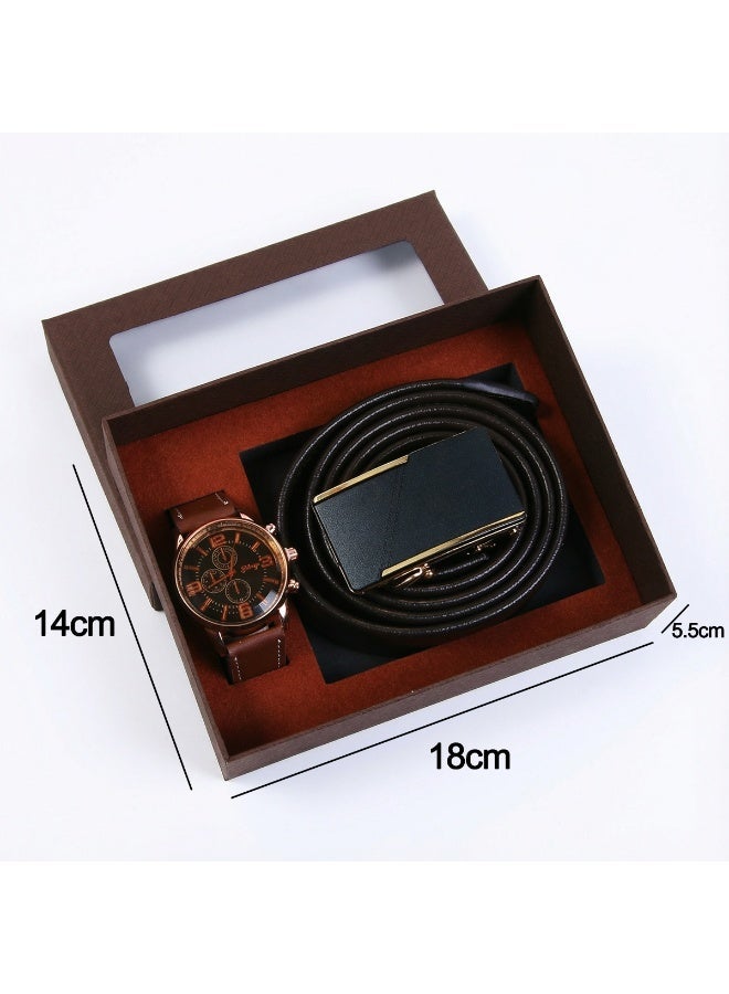 كينجمازي طقم هدايا رجالي - طقم صندوق هدايا عيد ميلاد، يتضمن حزامًا وساعة - Image 2