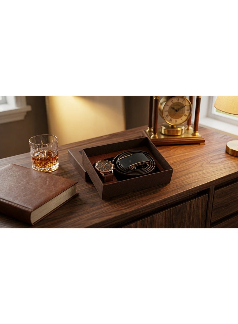 كينجمازي طقم هدايا رجالي - طقم صندوق هدايا عيد ميلاد، يتضمن حزامًا وساعة - Image 4