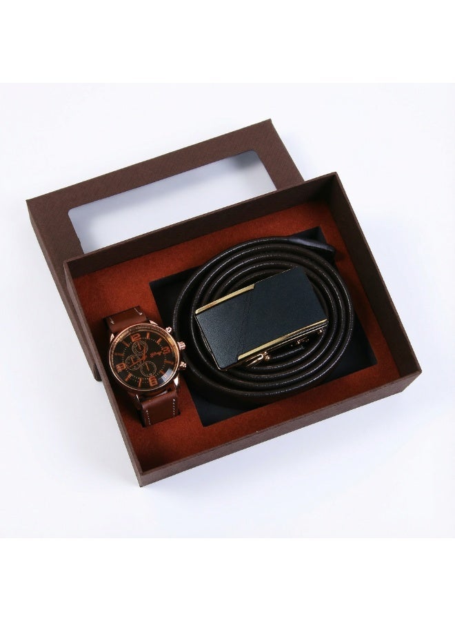 كينجمازي طقم هدايا رجالي - طقم صندوق هدايا عيد ميلاد، يتضمن حزامًا وساعة - Image 1