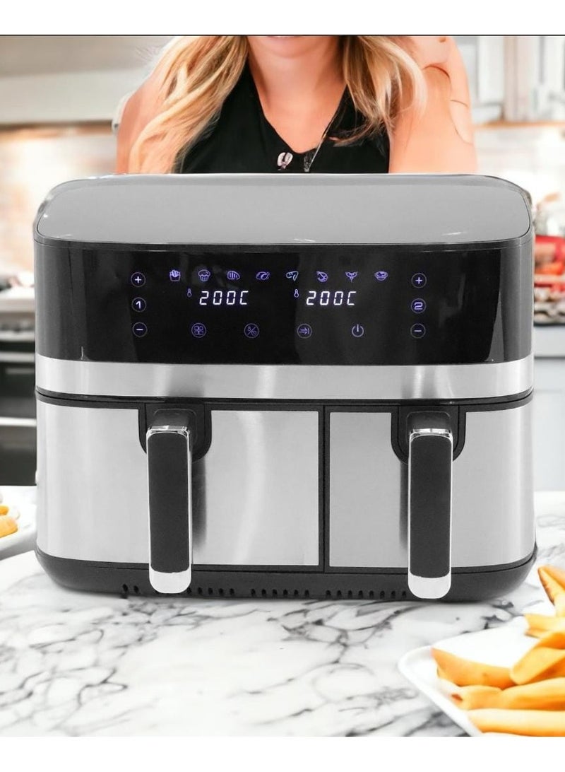 Digital Dual Zone Air Fryer 1700W 9L Capacity With 2 Drawers Rapid Hot Air Circulation Uses No Oil, Max Crisp, Frying, Grilling,Roasting, and Baking Reheat, Dehydrate Non-Stick Dishwasher Safe Baskets - Image 1