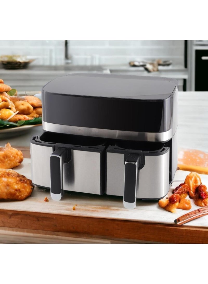 Digital Dual Zone Air Fryer 1700W 9L Capacity With 2 Drawers Rapid Hot Air Circulation Uses No Oil, Max Crisp, Frying, Grilling,Roasting, and Baking Reheat, Dehydrate Non-Stick Dishwasher Safe Baskets - Image 5