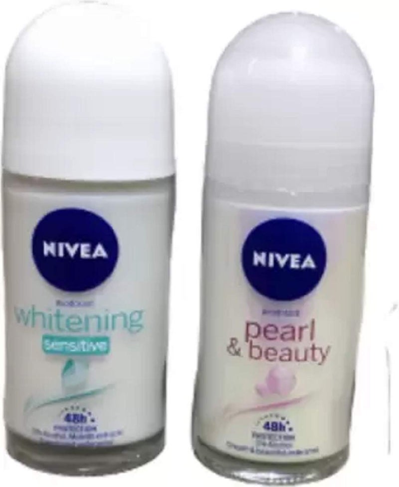 nivea Roll on whitening snsititive + Pearl & beauty Body Spray - For Women (100 ml, Pack of 2)