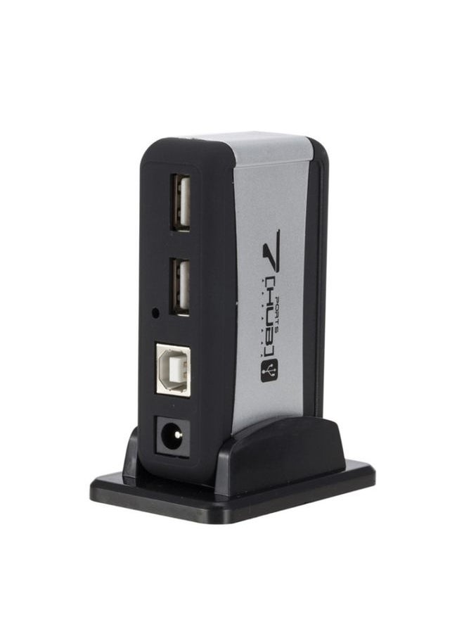 BURAQ 7 x USB 2.0 HUB with Base, US Plug  - Image 1