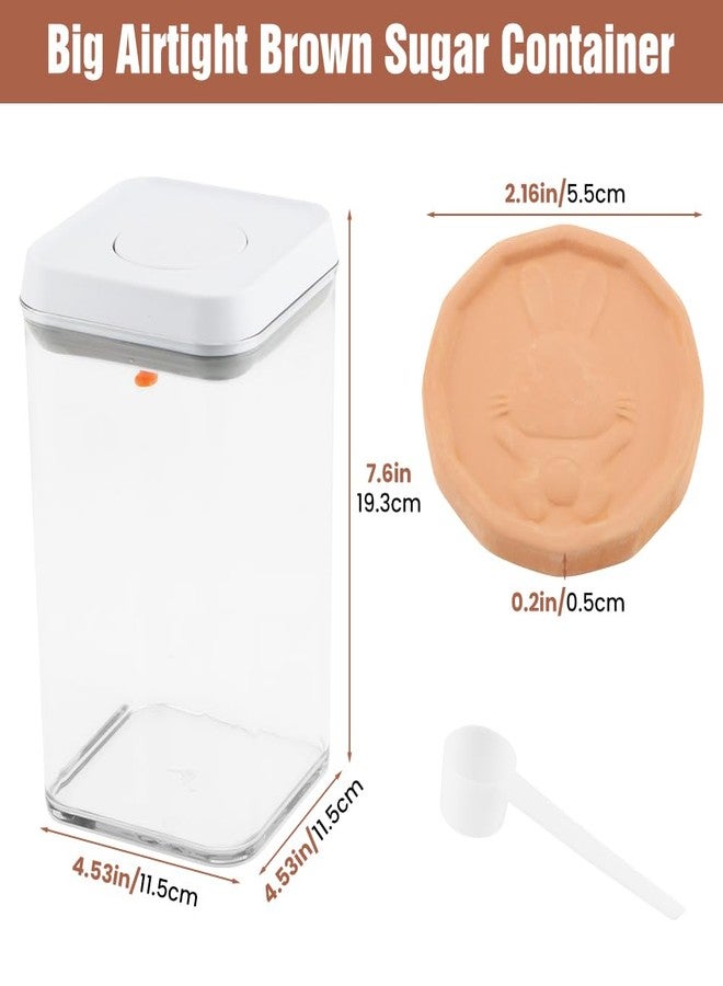 Kazheon Brown Sugar Container Airtight with 1 moisturizing clay tablet & 1 Spoon, 1.5L/1.36QT Clear Brown Sugar Keeper Container for Kitchen Organization(COLOR:White) - Image 2