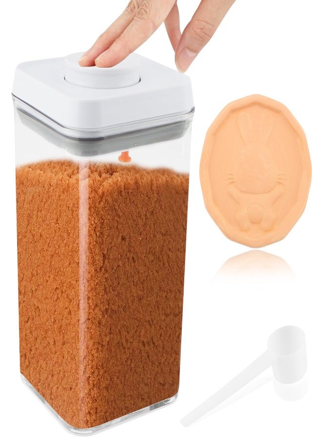 Kazheon Brown Sugar Container Airtight with 1 moisturizing clay tablet & 1 Spoon, 1.5L/1.36QT Clear Brown Sugar Keeper Container for Kitchen Organization(COLOR:White) - Image 1