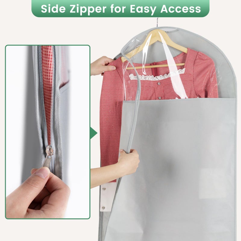 Carbrea 66 Inch Garment Bags for Hanging Clothes - Long Dress Bags for Gowms Closet Wardrobe Storage Travel - 2 Pack - Image 3