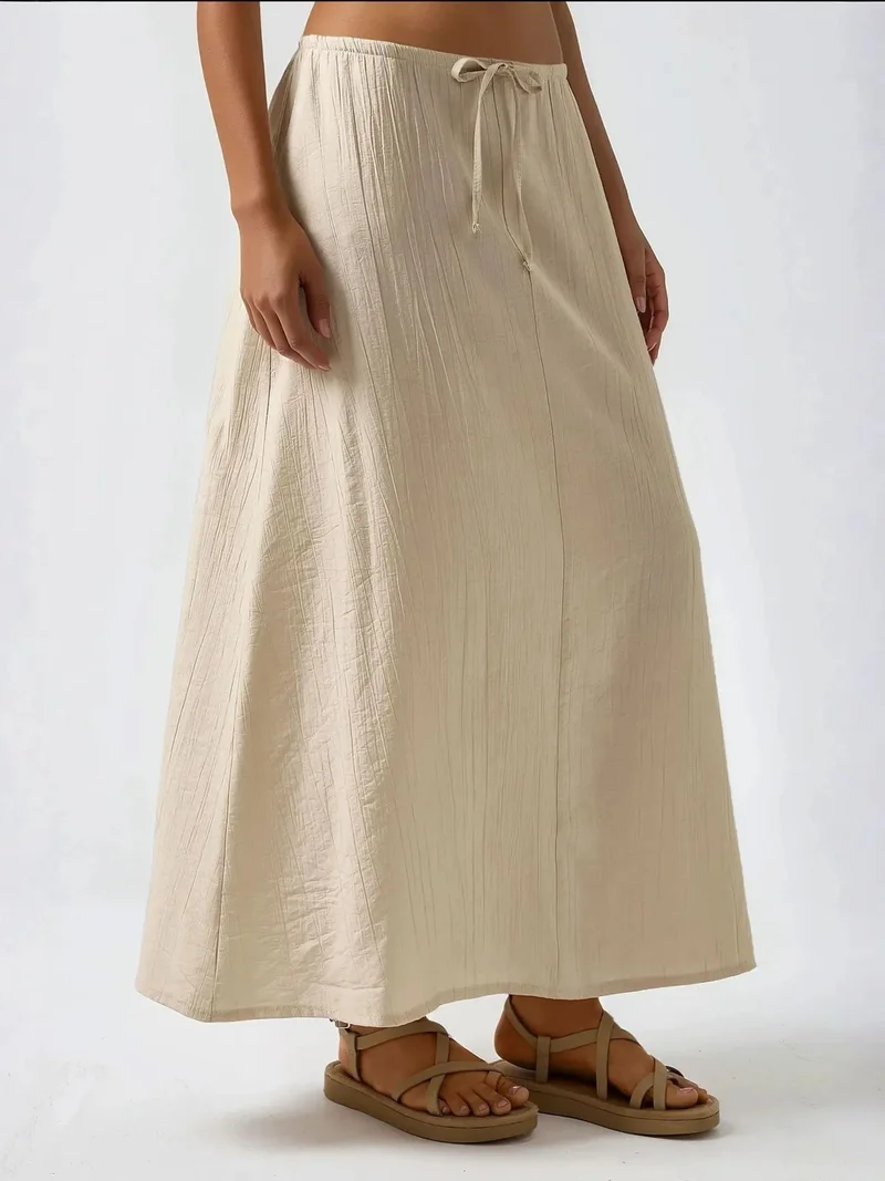 زوبعة تنورة ماكسي منقوشة بخصر عالٍ