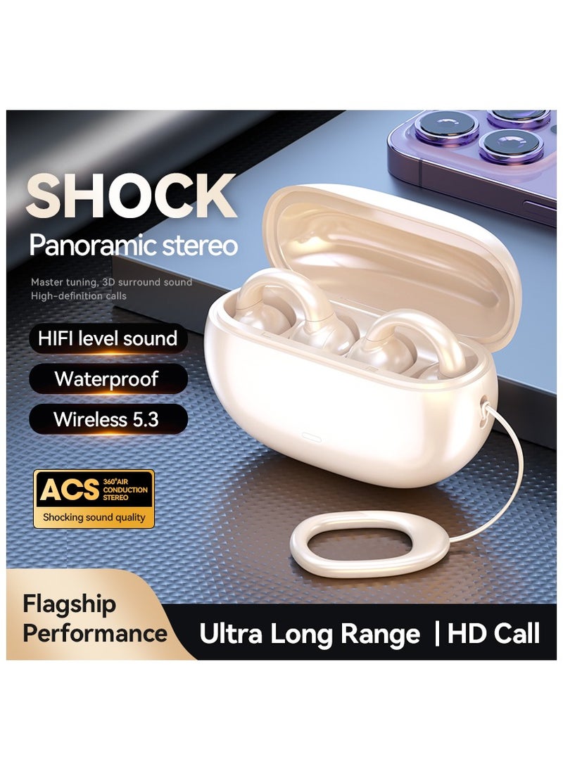 JBLTM - Small Clip On Open Ear Headphones Wireless Bluetooth Ear Clip Bone Conduction Conducting Headphones Headset with Mic Open Ear Bone Conduction Earbuds Head Set Head Phones Earphone - Image 1