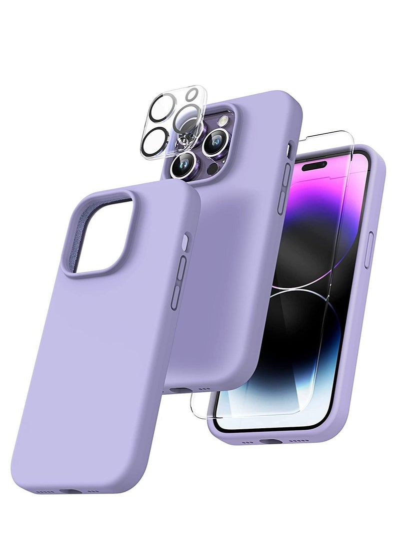 [5 in 1] for iPhone 14 pro max Case, with 2 Pack Screen Protector + 2 Pack Camera Lens Protector, Slim Liquid Silicone Phone Case 6.7 Inch, [Anti-Scratch] [Drop Protection] - Image 1