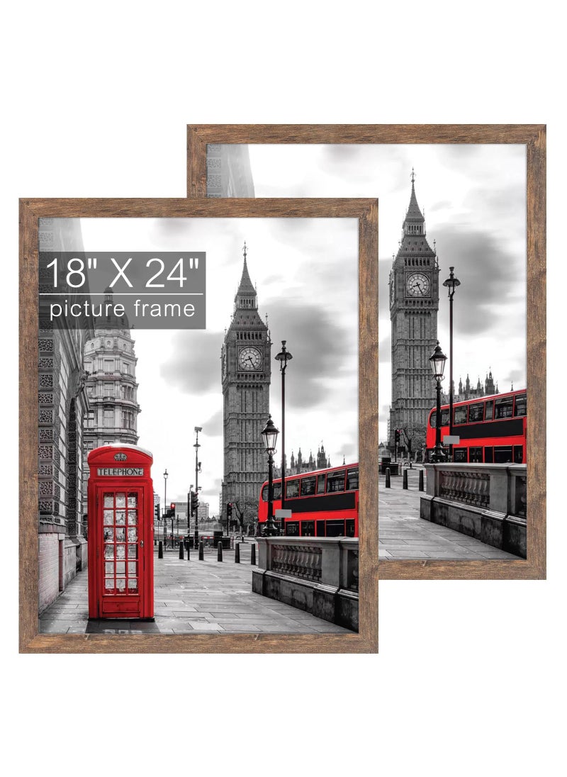 Golden State Art Golden State Art 18x24 Picture Frame 2 Pack  Wood Grain Style  Wide Molding Back Hangers for Wall Display  Great for Photos Gift Pictures Wedding Portraits Brown 