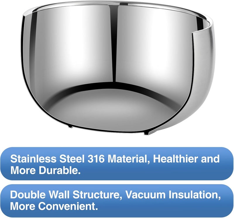 luvtree 2pcs DoubleWall Vacuum Insulated Stainless Steel 316 Bowl  AntiShatterproof for Soup Appetizer Snack Ice Cream Salad  500ml Capacity 51 Inches Diameter - Image 3