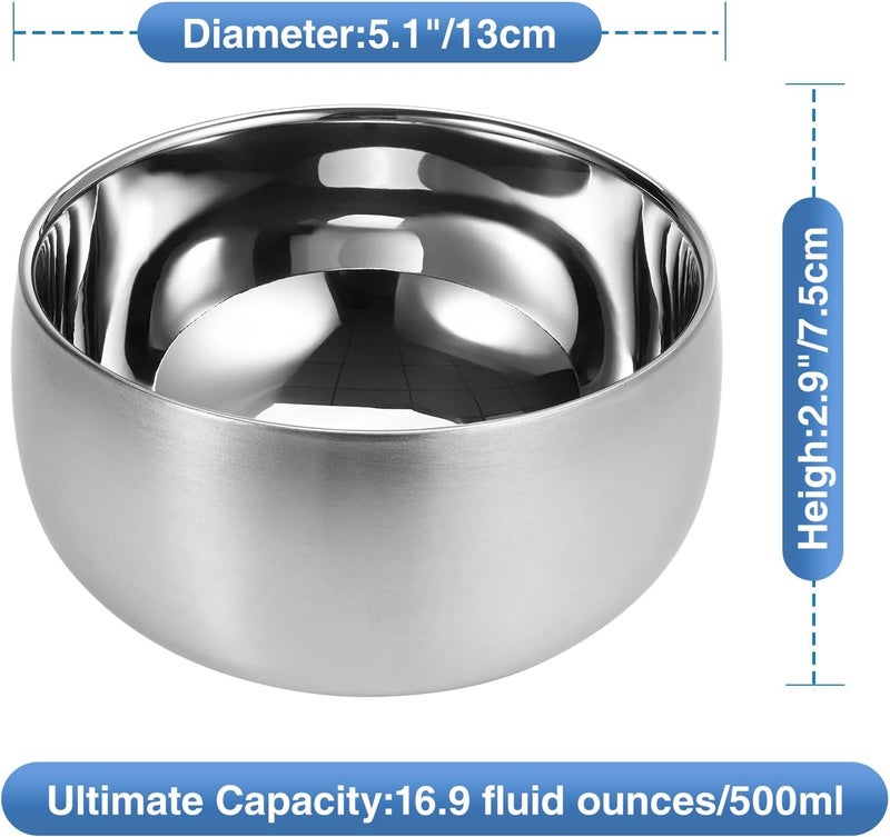 luvtree 2pcs DoubleWall Vacuum Insulated Stainless Steel 316 Bowl  AntiShatterproof for Soup Appetizer Snack Ice Cream Salad  500ml Capacity 51 Inches Diameter - Image 2