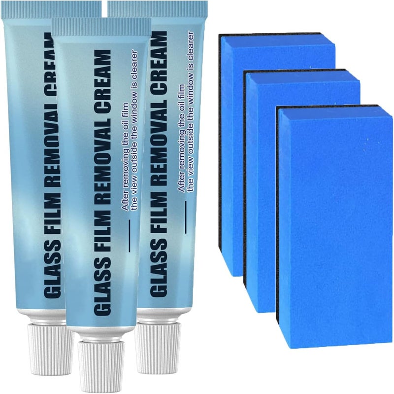 klarako Car Glass Oil Film Cleaner, Powerful Glass Oil Film Removal Cream, Glass Film Removal Cream Safety and Long-Term Protection (3 Set) - Image 1