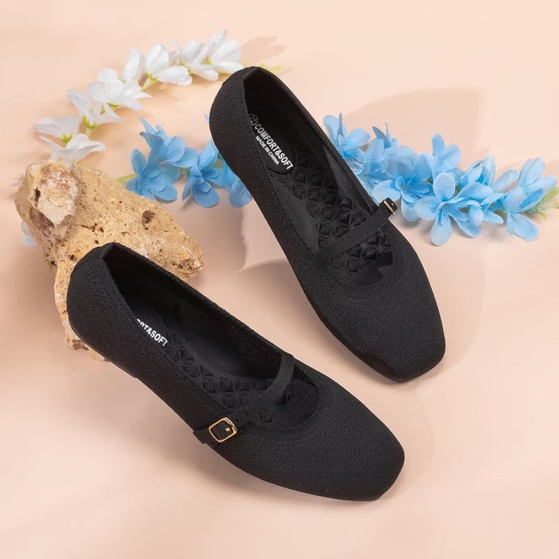 Frank Mully Mary Jane Women Flat Shoes Slip on Square-Toe Washable Shoes Comfortable for Dressy and Work with Ankle Strap - Image 3