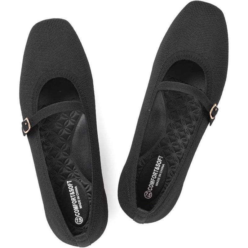 Frank Mully Mary Jane Women Flat Shoes Slip on Square-Toe Washable Shoes Comfortable for Dressy and Work with Ankle Strap - Image 1