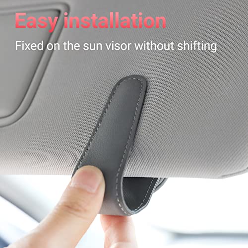 KanSmart Sunglass Holder for Car Visor Sunglasses Clip Magnetic Leather Glasses Eyeglass Holder Auto Interior Accessories Universal for SUV Pickup Truck -Gray - Image 4