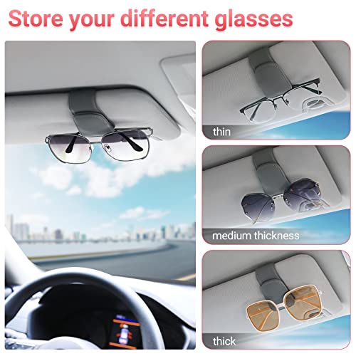 KanSmart Sunglass Holder for Car Visor Sunglasses Clip Magnetic Leather Glasses Eyeglass Holder Auto Interior Accessories Universal for SUV Pickup Truck -Gray - Image 3
