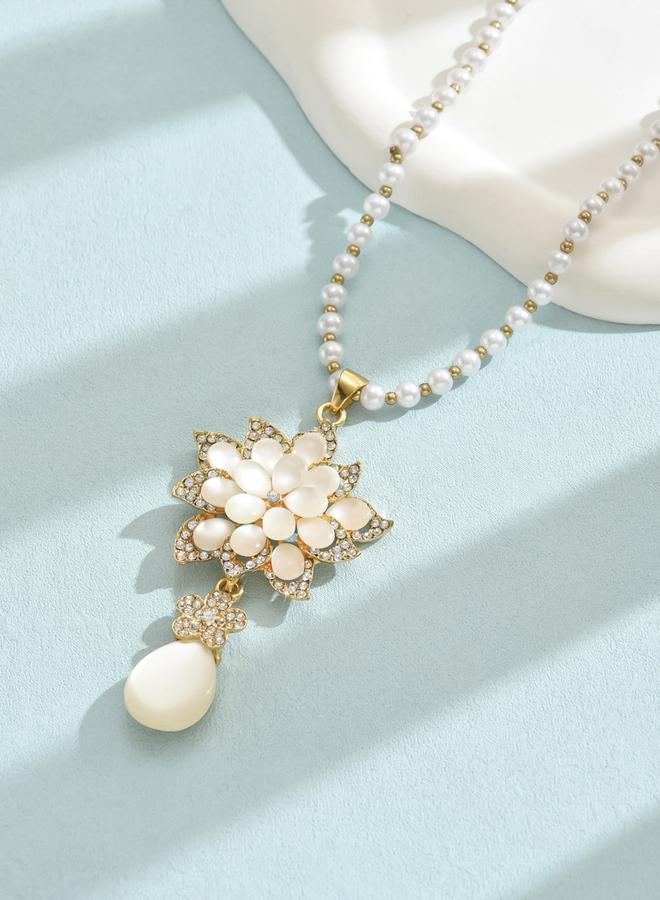 Take Two Embellished Flower Drop Beaded Necklace - Image 3