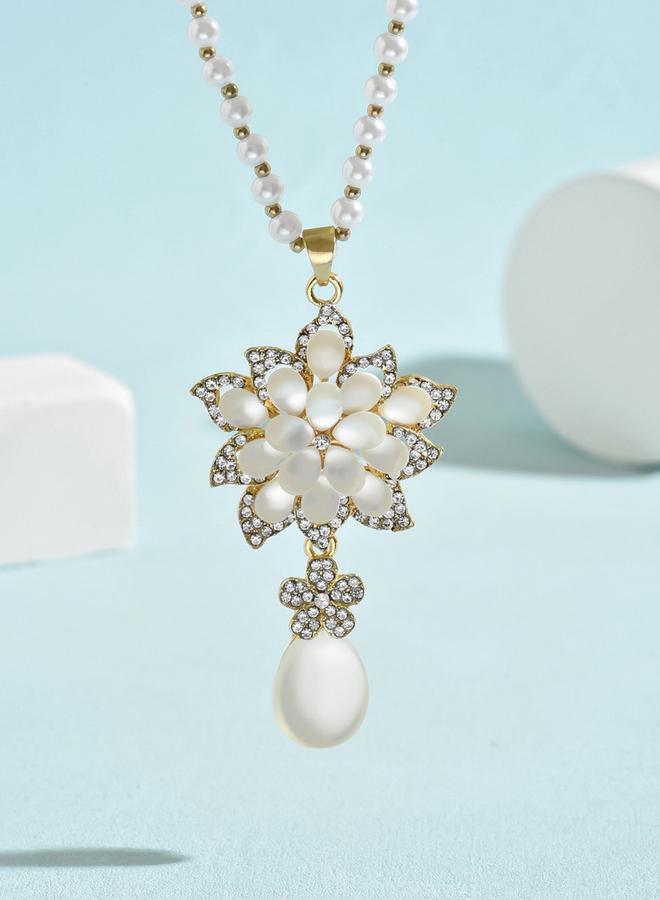 Take Two Embellished Flower Drop Beaded Necklace - Image 4