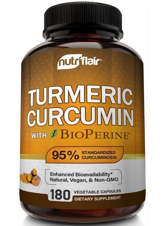 NutriFlair Turmeric Curcumin 1300mg, 180 Capsules