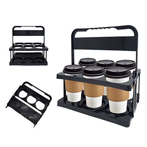 CRAFTALENT Drink Carrier with Handle, Reusable Drink Carrier for Large Drinks, Drink Carrier for Food Delivery (Black) - Image 1