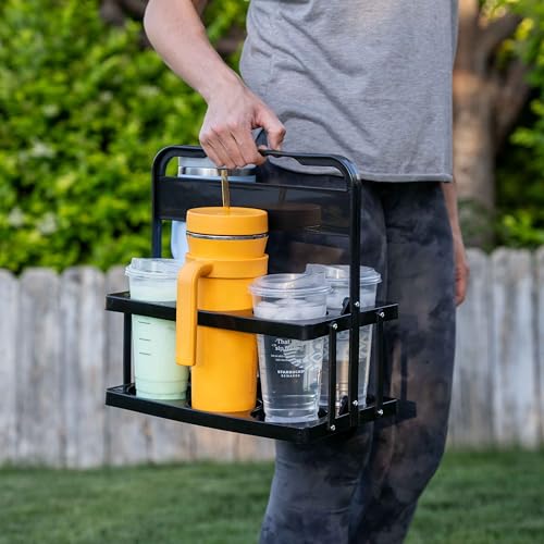 CRAFTALENT Drink Carrier with Handle, Reusable Drink Carrier for Large Drinks, Drink Carrier for Food Delivery (Black) - Image 3
