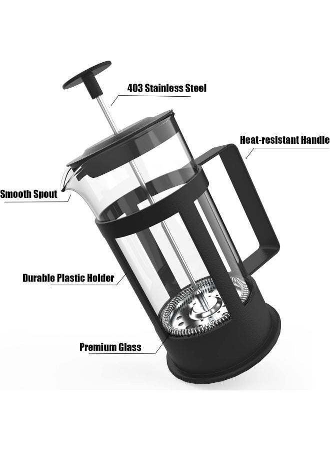 MOMENT French Press Coffee And Tea Maker 1000Ml, Borosilicate Glass Coffee Press, Stainless Steel Filter, Durable And Heat Resistant, Black - Image 2