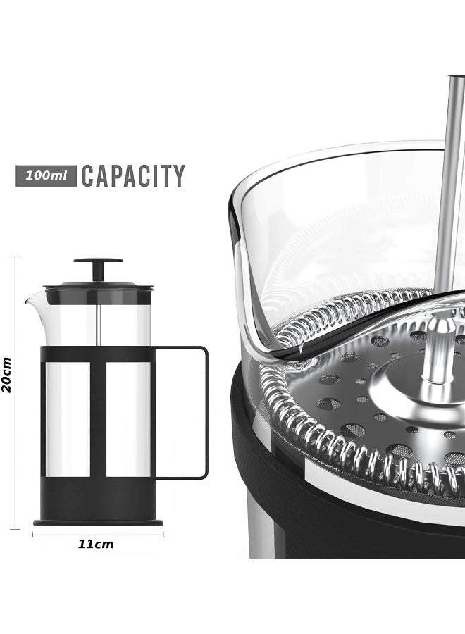 MOMENT French Press Coffee And Tea Maker 1000Ml, Borosilicate Glass Coffee Press, Stainless Steel Filter, Durable And Heat Resistant, Black - Image 3