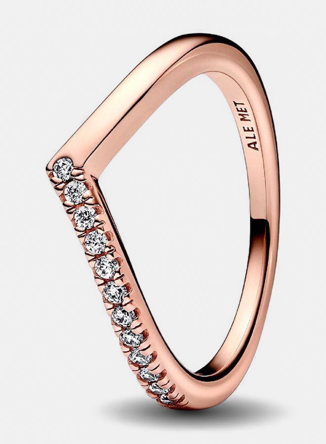 Wishbone 14K Rose Gold-Plated Ring with Clear Cubic Zirconia