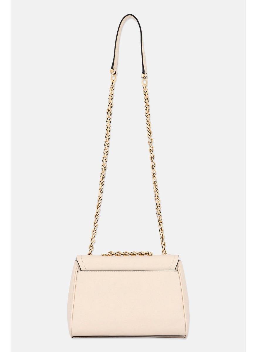 Michael Kors Women Brand Logo Shoulder Bag 19 H x 26 L x 7 W cm, Cream  - Image 3