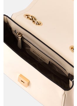 Michael Kors Women Brand Logo Shoulder Bag 19 H x 26 L x 7 W cm, Cream  - Image 4
