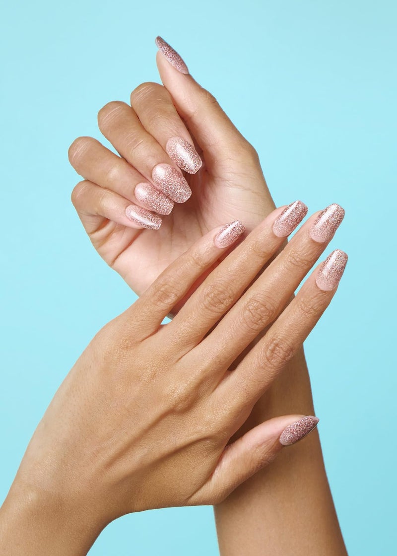 ohora Semi Cured Gel Nail Strips (N Basic Nails no.3) - Nude, Glitter, Works with Any UV/LED Lamps, Salon-Quality, Long Lasting, Easy to Apply & Remove - Includes 2 Prep Pads, Nail File & Wooden Stick - Image 2