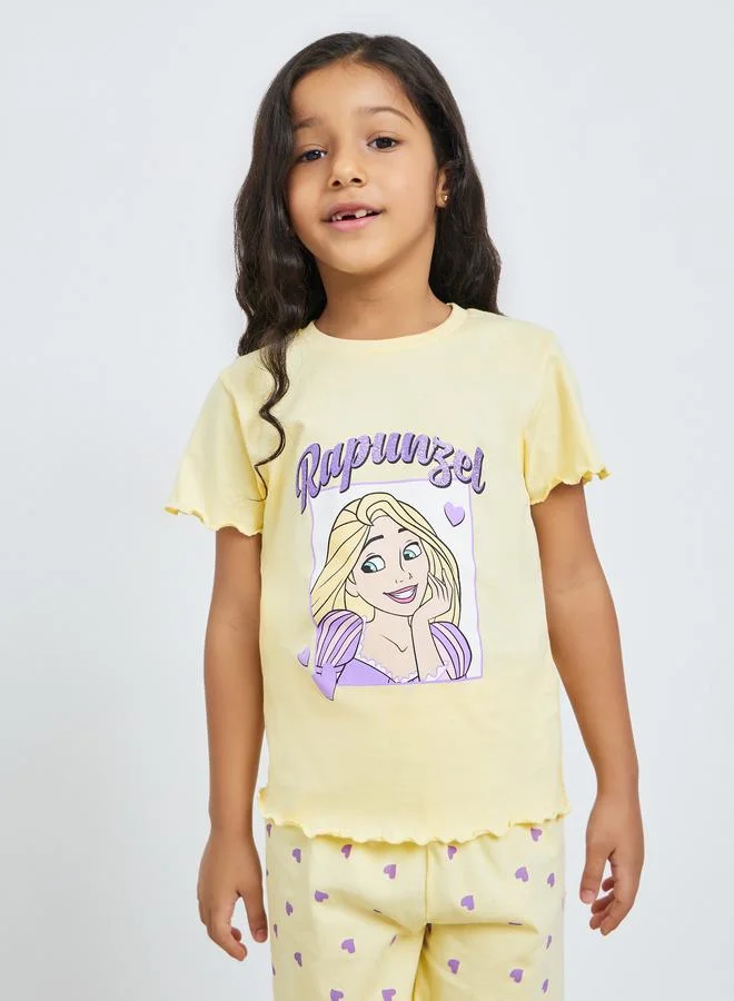 Styli Girls Disney Rapunzel Cotton T-Shirt and Shorts Set