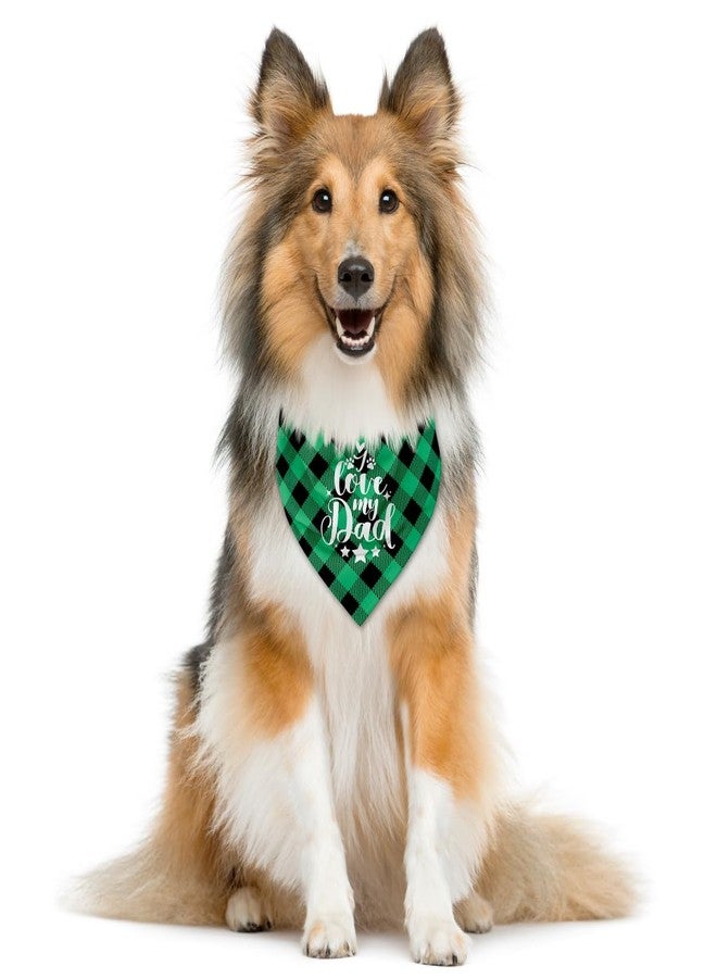 ZPPRJF I Love My Dad Dog Bandana, Dog Bandana, Buffalo Plaid Pet Scarf, Pet Dog Scarf Accessories, Pet Dog Triangle Scarf, Dog Bandana for Small Medium Large Dogs, Gift for Dog Dad (B33) - Image 2