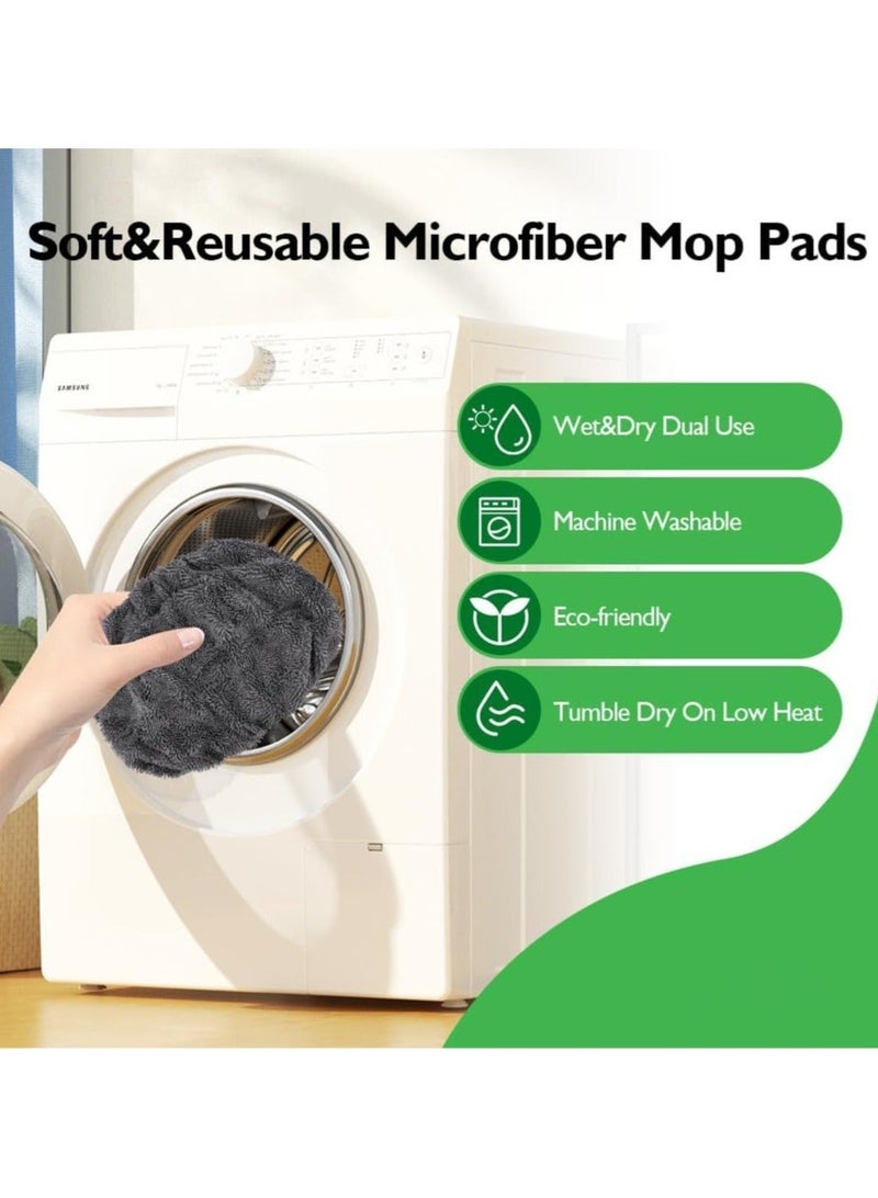 2 Pack Washable Sweeper Pads, Reusable Cotton Mop Refills Eco-Friendly Mop Pad, Wet And Dry Use, Replacement Durable Dust Mop Covers, Multipurpose Floor Cleaning Pads Cotton Mop Refills for Swiffer, Thickened Coral Fleece ,Grey (Mop Not Included) - Image 5