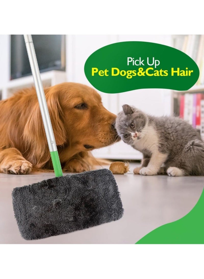 2 Pack Washable Sweeper Pads, Reusable Cotton Mop Refills Eco-Friendly Mop Pad, Wet And Dry Use, Replacement Durable Dust Mop Covers, Multipurpose Floor Cleaning Pads Cotton Mop Refills for Swiffer, Thickened Coral Fleece ,Grey (Mop Not Included) - Image 2