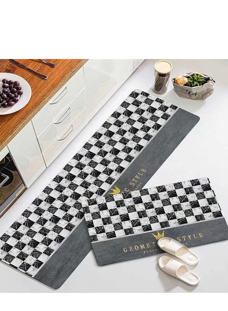 Non-slip kitchen Mat Set of 2 Piece 80x50 cm and 120x50