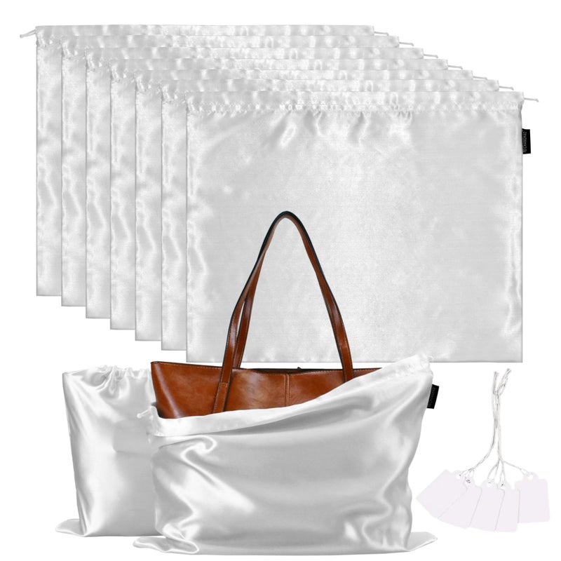 FEICHANGHAO 7 Pack Dust Bags for Handbags Storage Silk Cloth Bag With Drawstring Large Storage Pouch for Handbag Purse Shoes Boots White 196 157 - Image 2