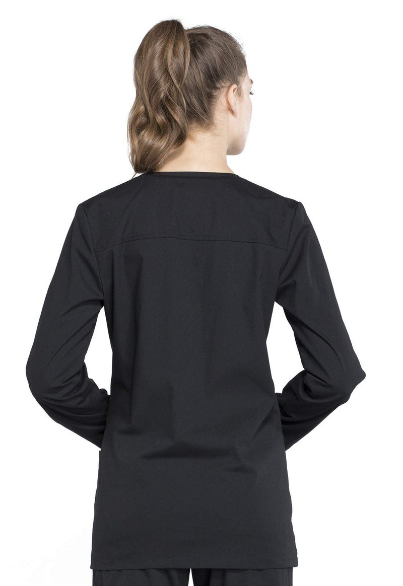 Cherokee Snap Front Scrub Jackets for Women, Workwear Professionals Soft Stretch WW340, S, Black - Image 5