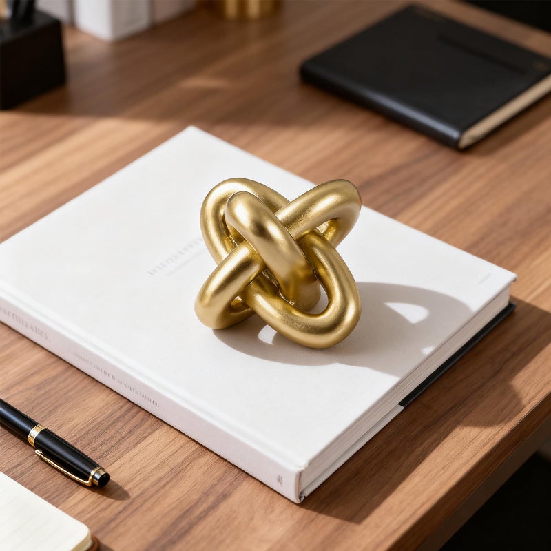 DOVDOV Golden Knot Statue, Three Knot Sculpture Home Decor Accents, Knot Sculptures and Statues for Rustic Coffee Table Living Room Dining Table Entryway Entrance Shelf Small Decorations and Accessories - Image 4