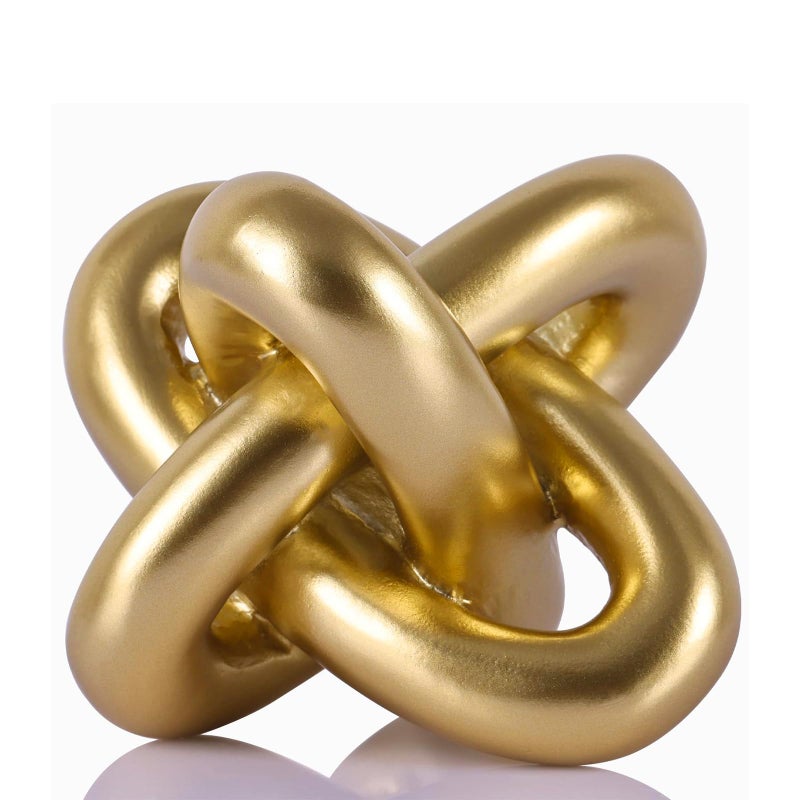DOVDOV Golden Knot Statue, Three Knot Sculpture Home Decor Accents, Knot Sculptures and Statues for Rustic Coffee Table Living Room Dining Table Entryway Entrance Shelf Small Decorations and Accessories - Image 1