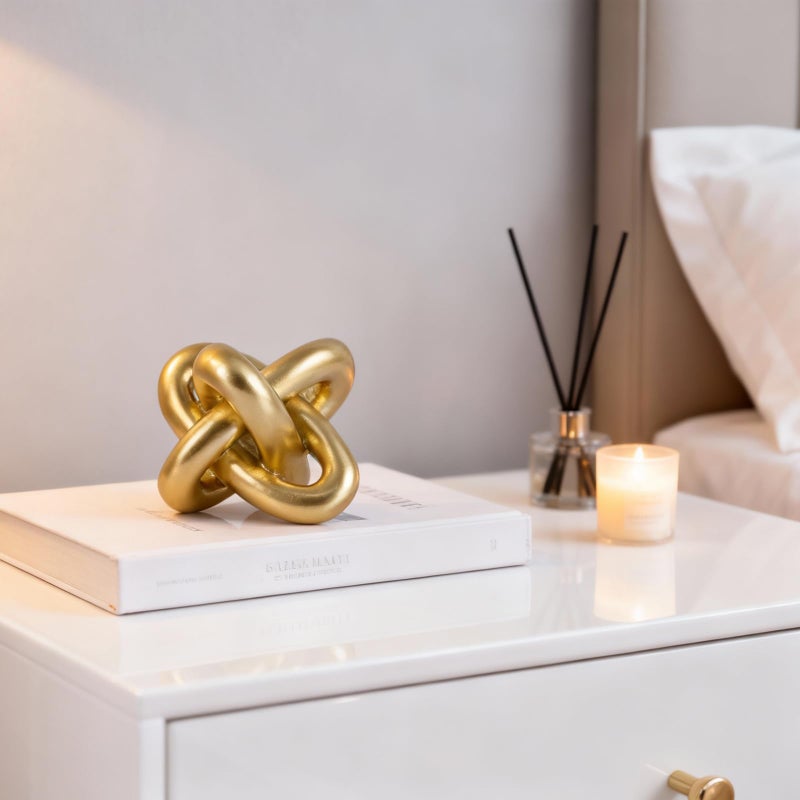 DOVDOV Golden Knot Statue, Three Knot Sculpture Home Decor Accents, Knot Sculptures and Statues for Rustic Coffee Table Living Room Dining Table Entryway Entrance Shelf Small Decorations and Accessories - Image 3
