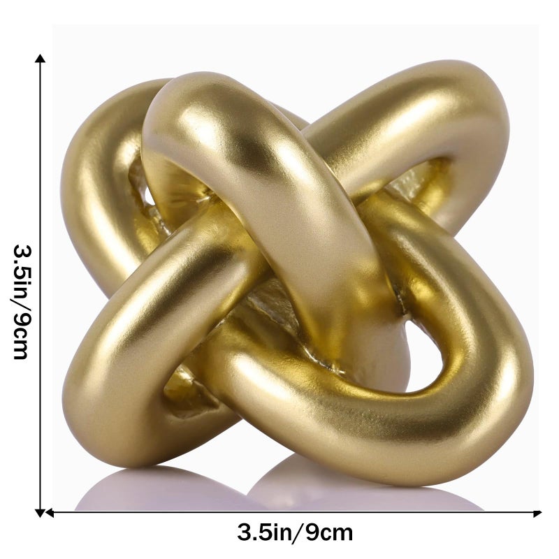 DOVDOV Golden Knot Statue, Three Knot Sculpture Home Decor Accents, Knot Sculptures and Statues for Rustic Coffee Table Living Room Dining Table Entryway Entrance Shelf Small Decorations and Accessories - Image 2