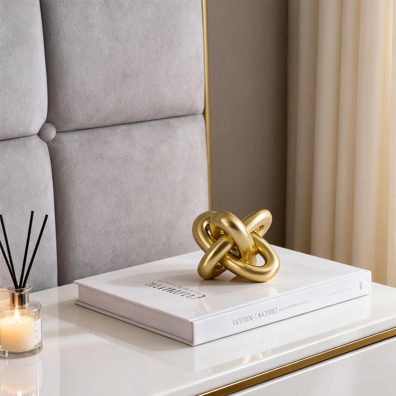 DOVDOV Golden Knot Statue, Three Knot Sculpture Home Decor Accents, Knot Sculptures and Statues for Rustic Coffee Table Living Room Dining Table Entryway Entrance Shelf Small Decorations and Accessories - Image 5