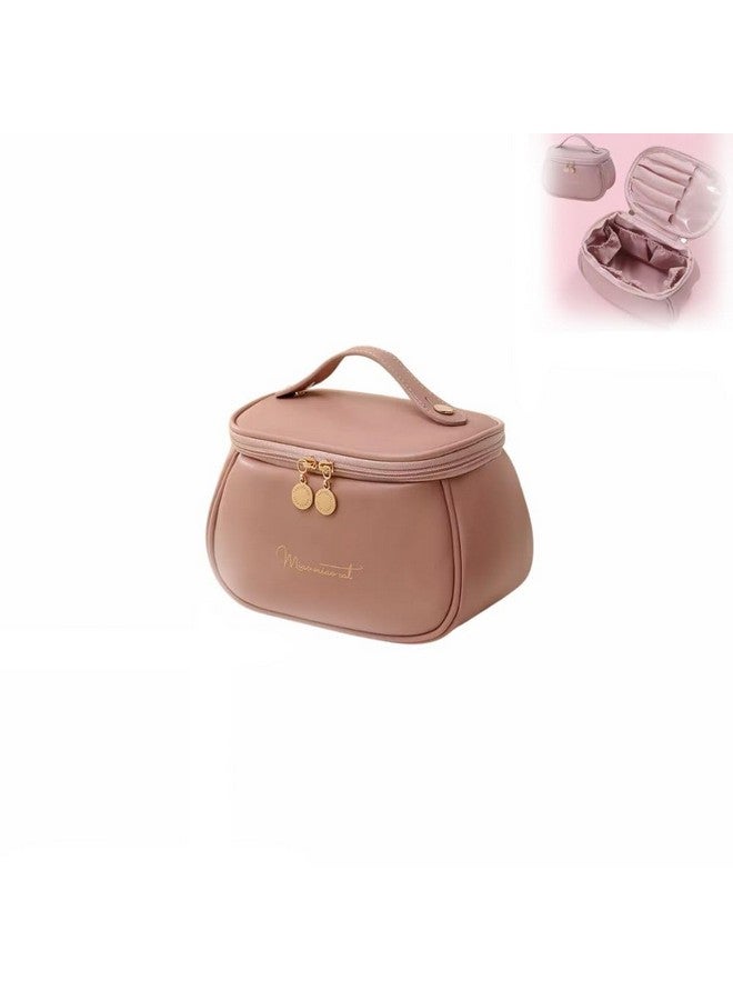 MANTRAVIB Luxury PU Leather Makeup Bag Waterproof Travel Cosmetic Organizer with Handle Dual Zipper Elegant Vanity Case for Brushes, Skincare Toiletries Perfect Gifts for Women Girls Multicolor - Image 1