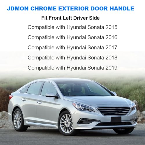 JDMON Exterior Chrome Door Handle Replacement for Hyundai Sonata 2015 2016 2017 2018 2019 Replacement for 82651C1110 82652C1010 15759578 Front Left Driver Side Outer Outside Handle - Image 3